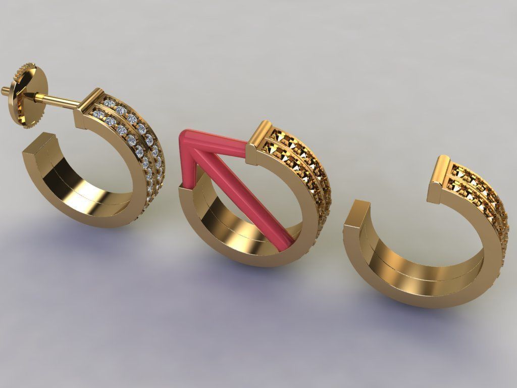 Double Infinity Diamond Hoop Fashion Earring 3D print model_1