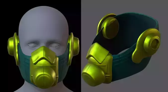 Gas mask helmet 3d model scifi Low-poly 