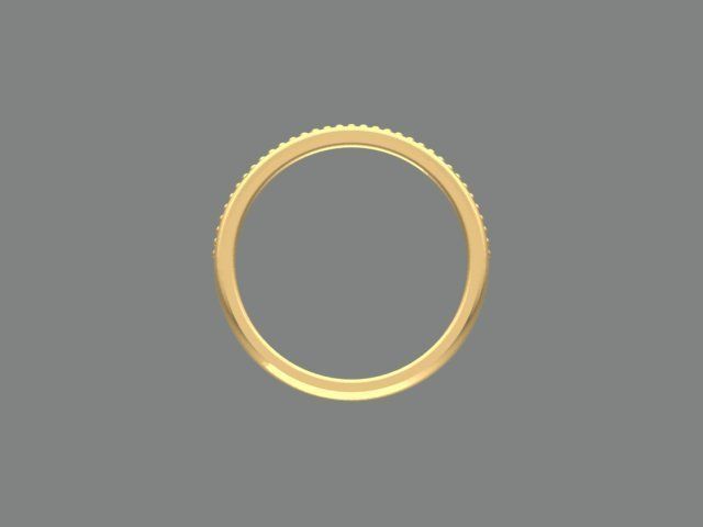  Gold Wide Band Round Diamond Engagement Ring 3D print model_5