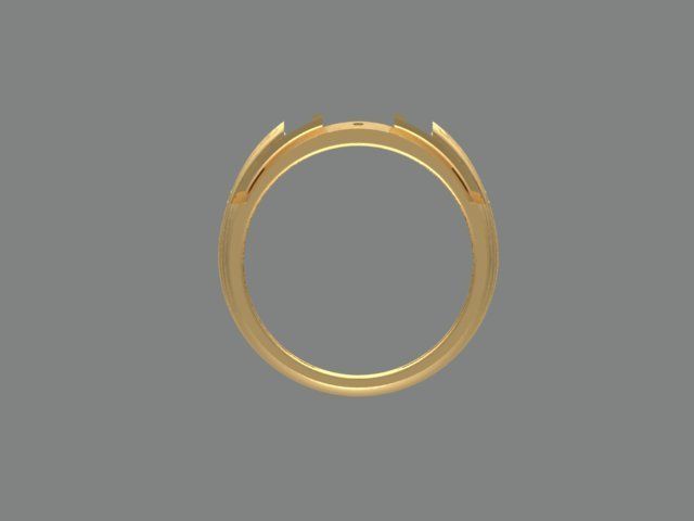  Gold Wide Band Round Diamond Engagement Ring 3D print model_2