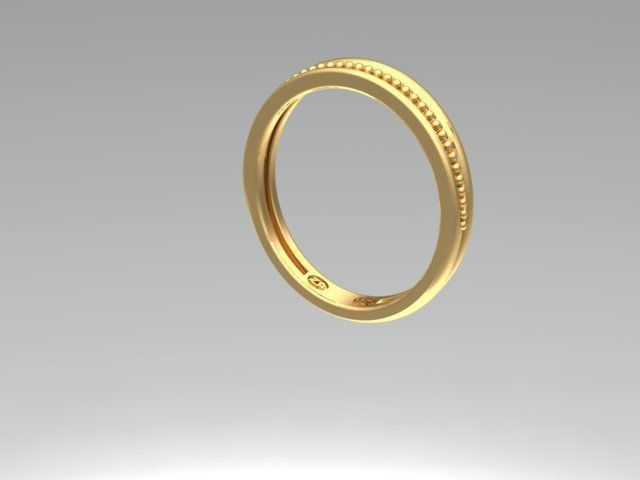  Gold Wide Band Round Diamond Engagement Ring 3D print model_7