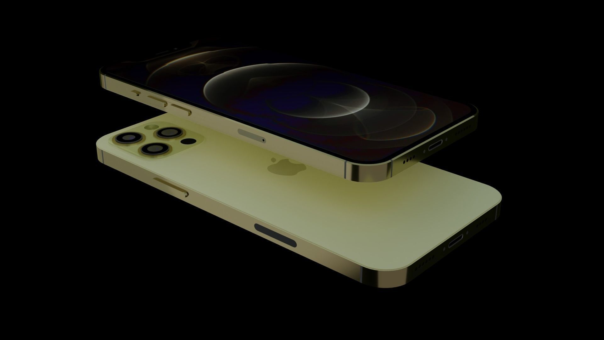 iPhone 12 Pro - Gold  Low-poly 3D model_2