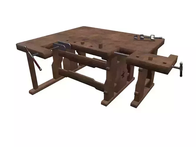 Old workbench Low-poly 3D model