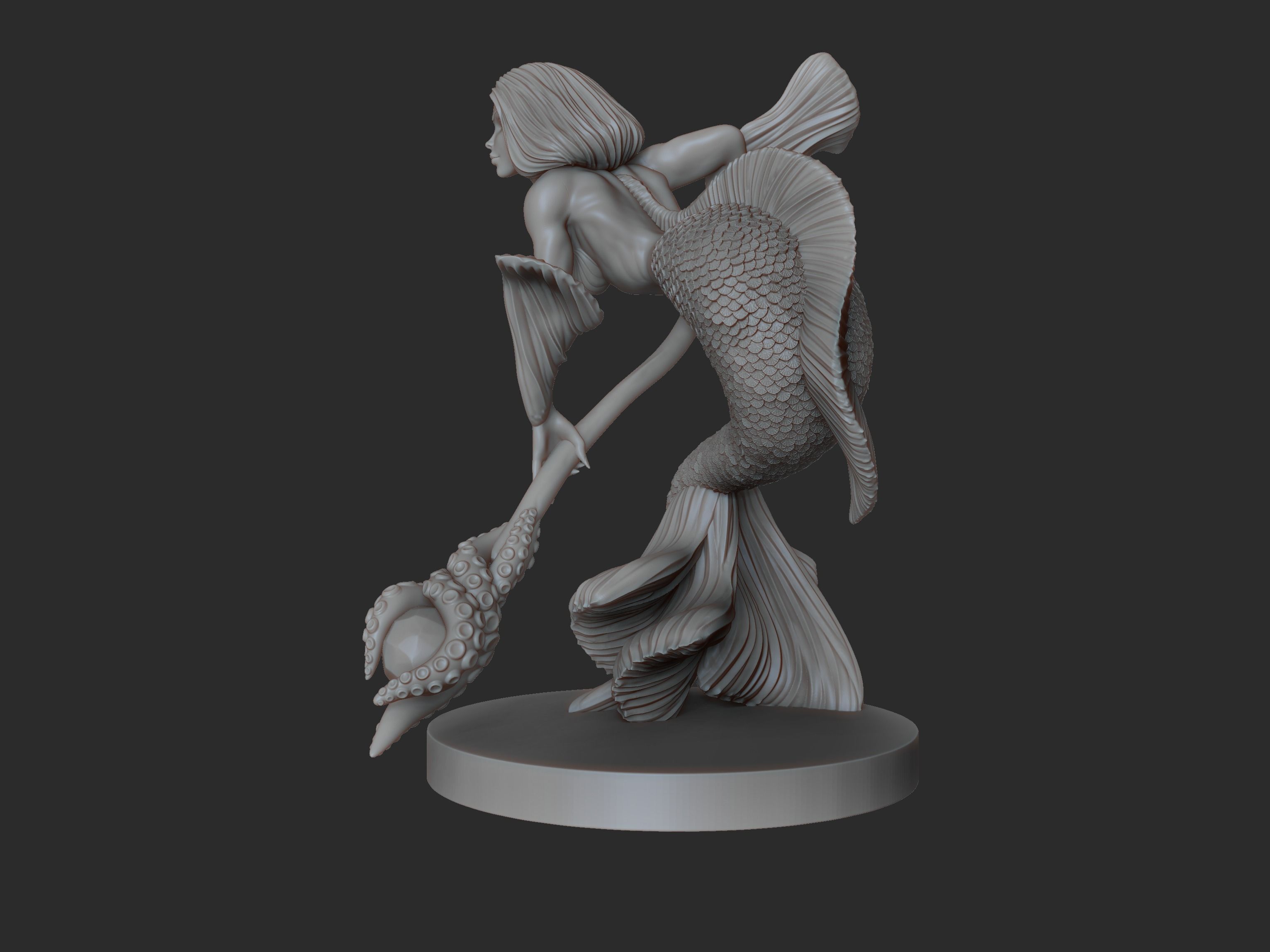 Mermaid statue 3D print model_2