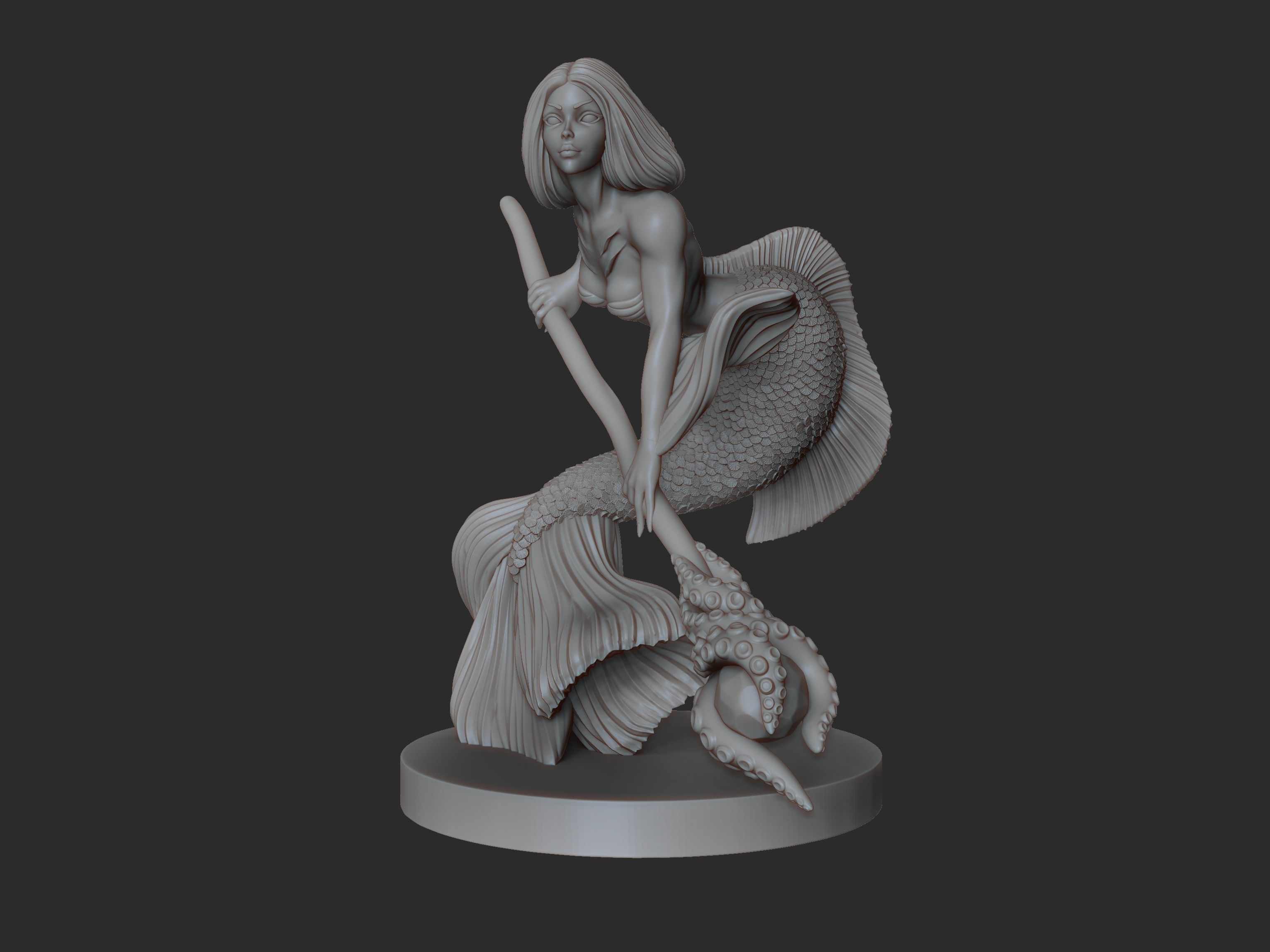 Mermaid statue 3D print model_1