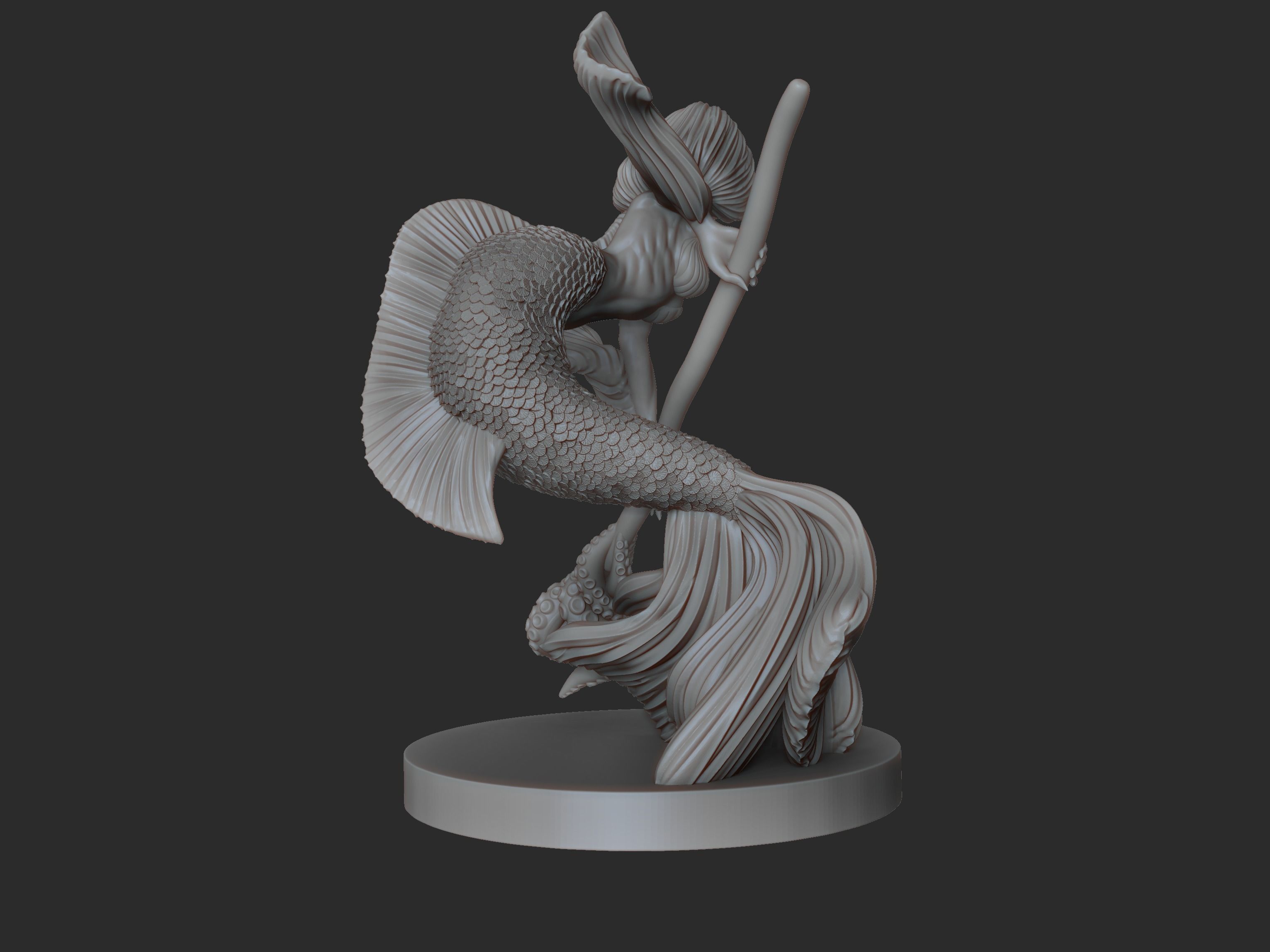 Mermaid statue 3D print model_3
