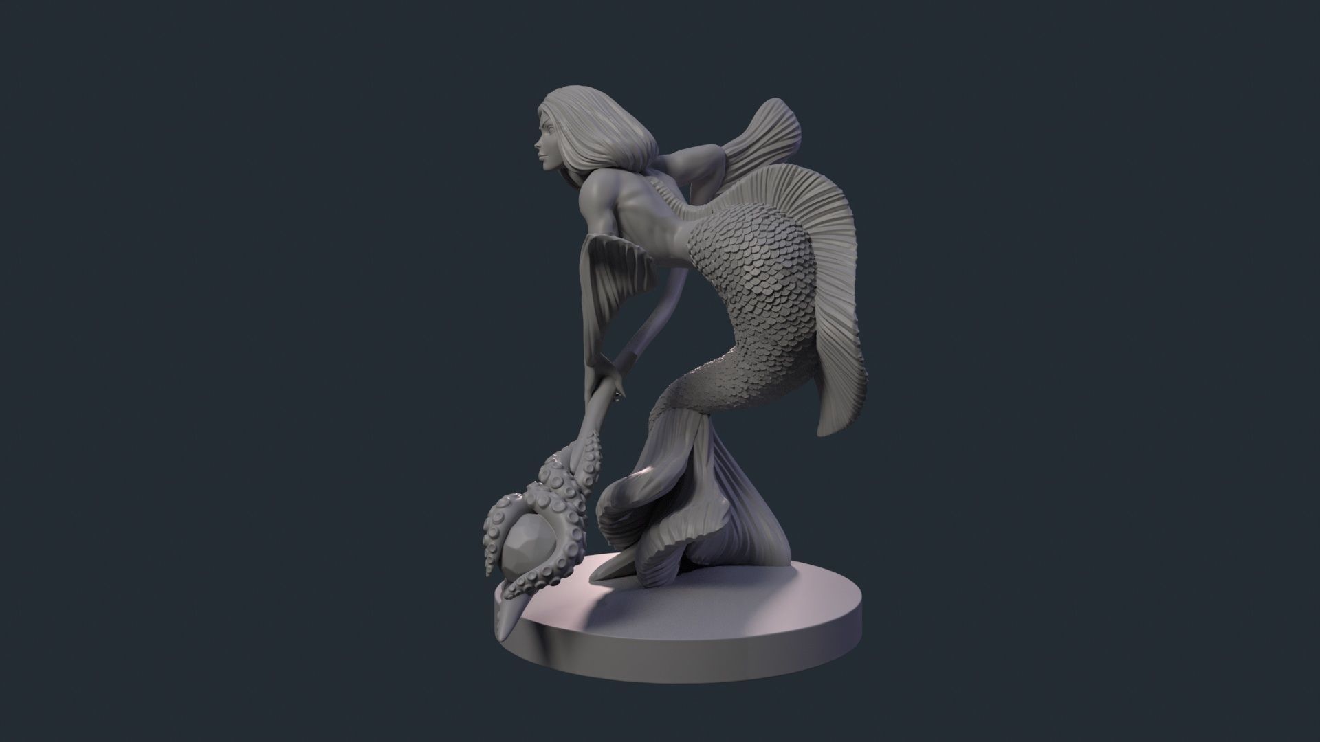 Mermaid statue 3D print model_7