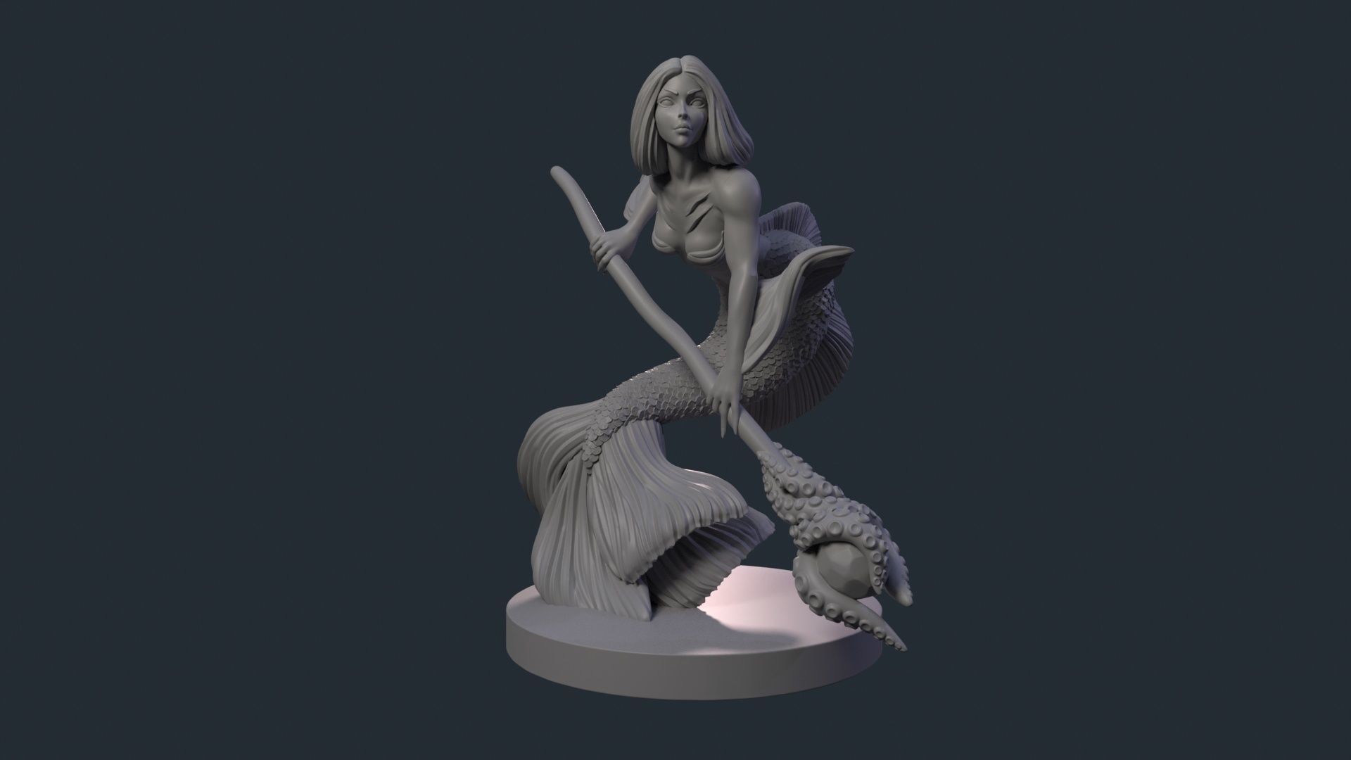 Mermaid statue 3D print model_4