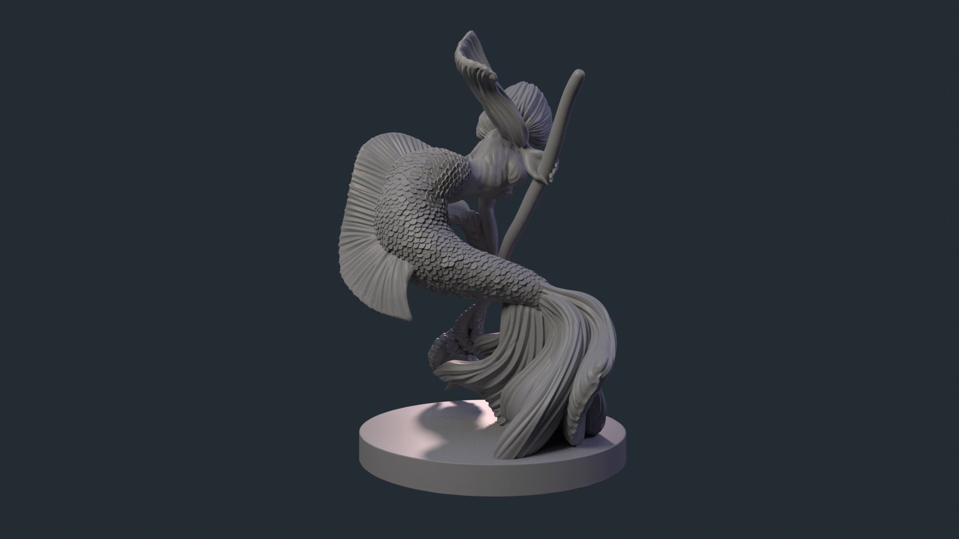 Mermaid statue 3D print model_6