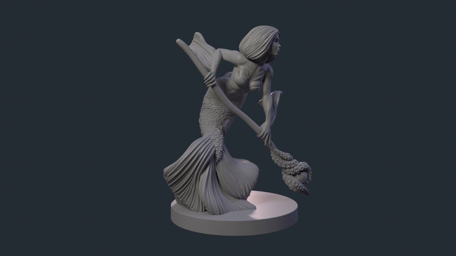 Mermaid statue 3D print model_5
