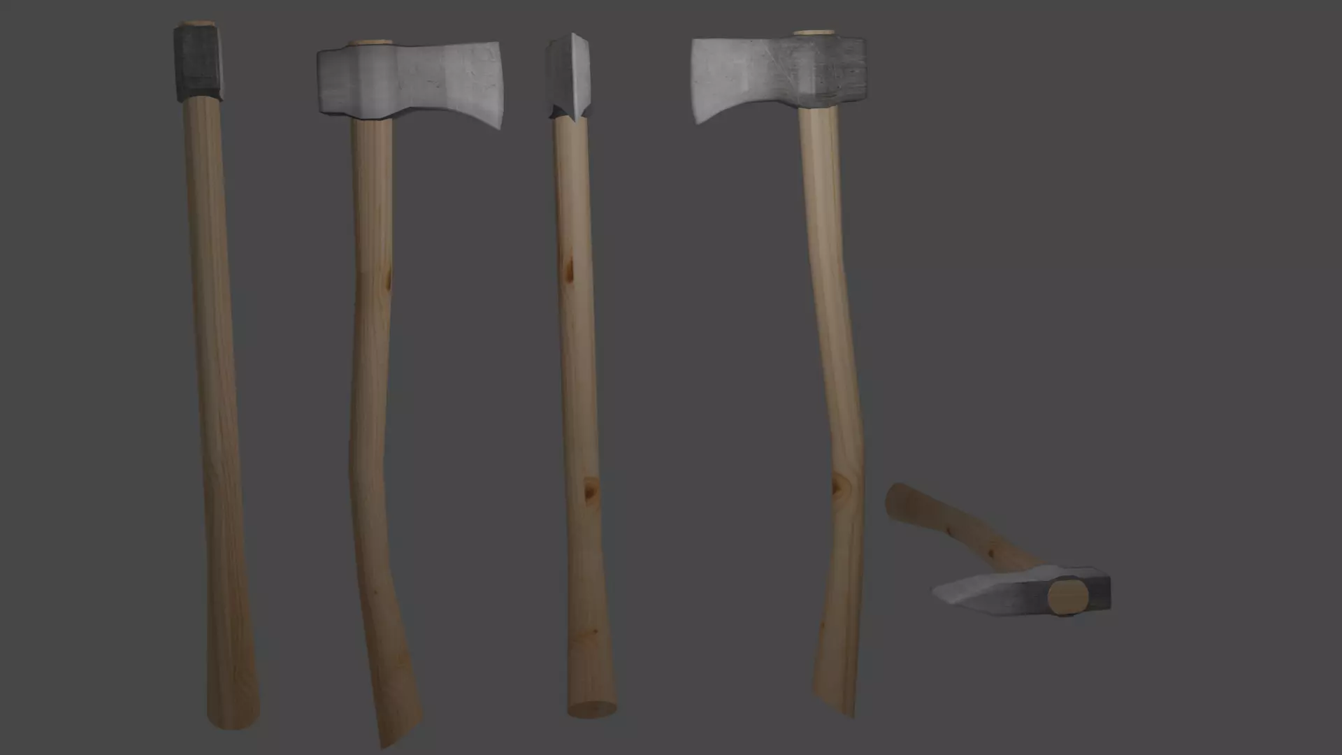 Axe for chopping wood Low-poly 3D model_0