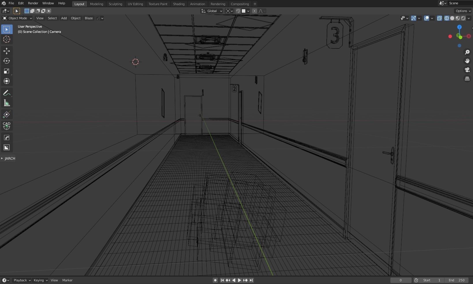 Abandoned Corridor Low-poly 3D model_2