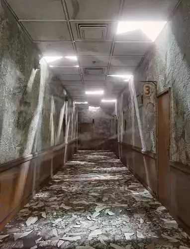 Abandoned Corridor Low-poly 3D model