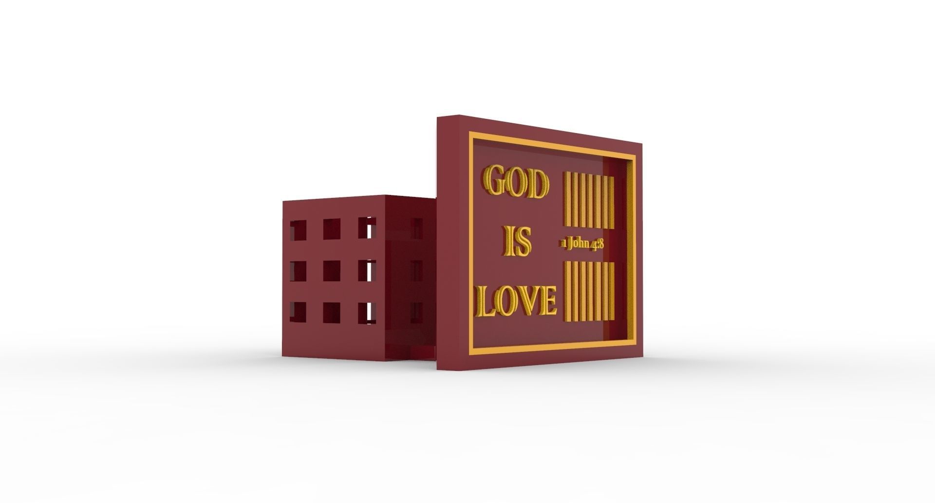 God Is Love Desk Photo frame with Pen holder 3D print model_4