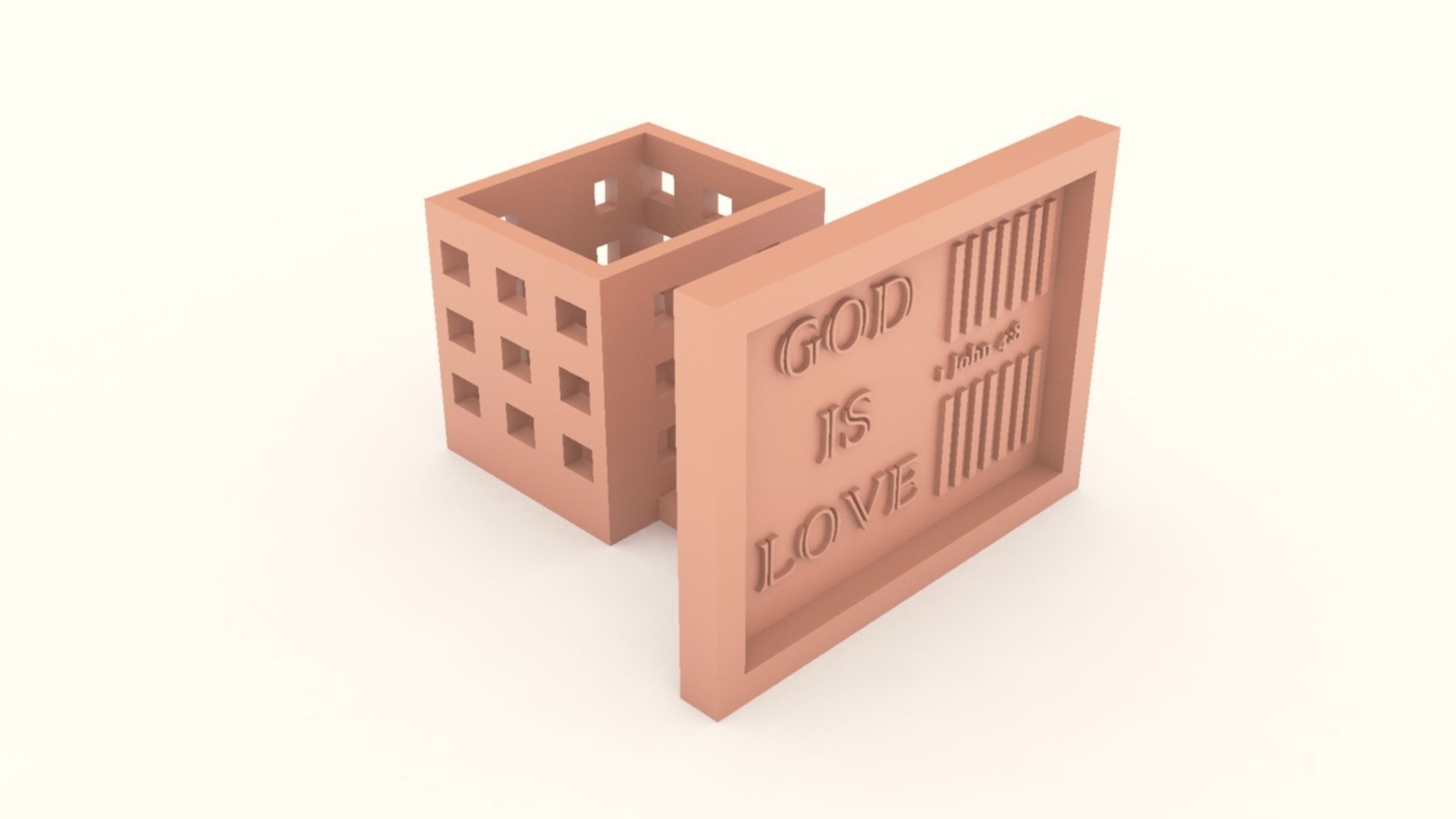 God Is Love Desk Photo frame with Pen holder 3D print model_5