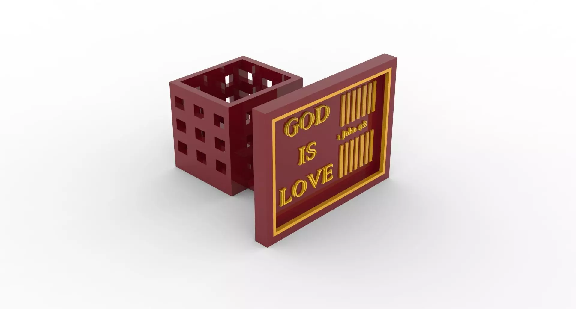 God Is Love Desk Photo frame with Pen holder 3D print model_0