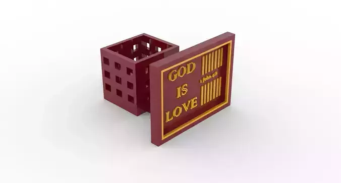 God Is Love Desk Photo frame with Pen holder 3D print model