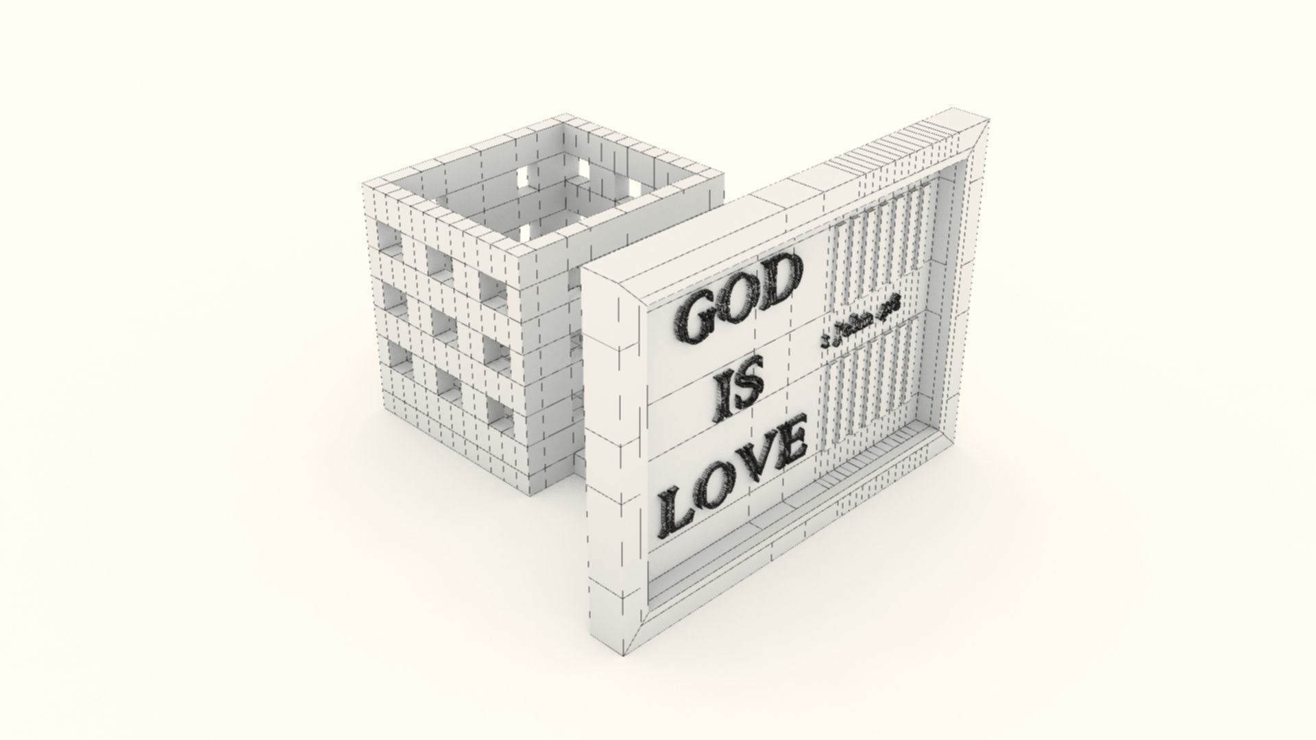 God Is Love Desk Photo frame with Pen holder 3D print model_10