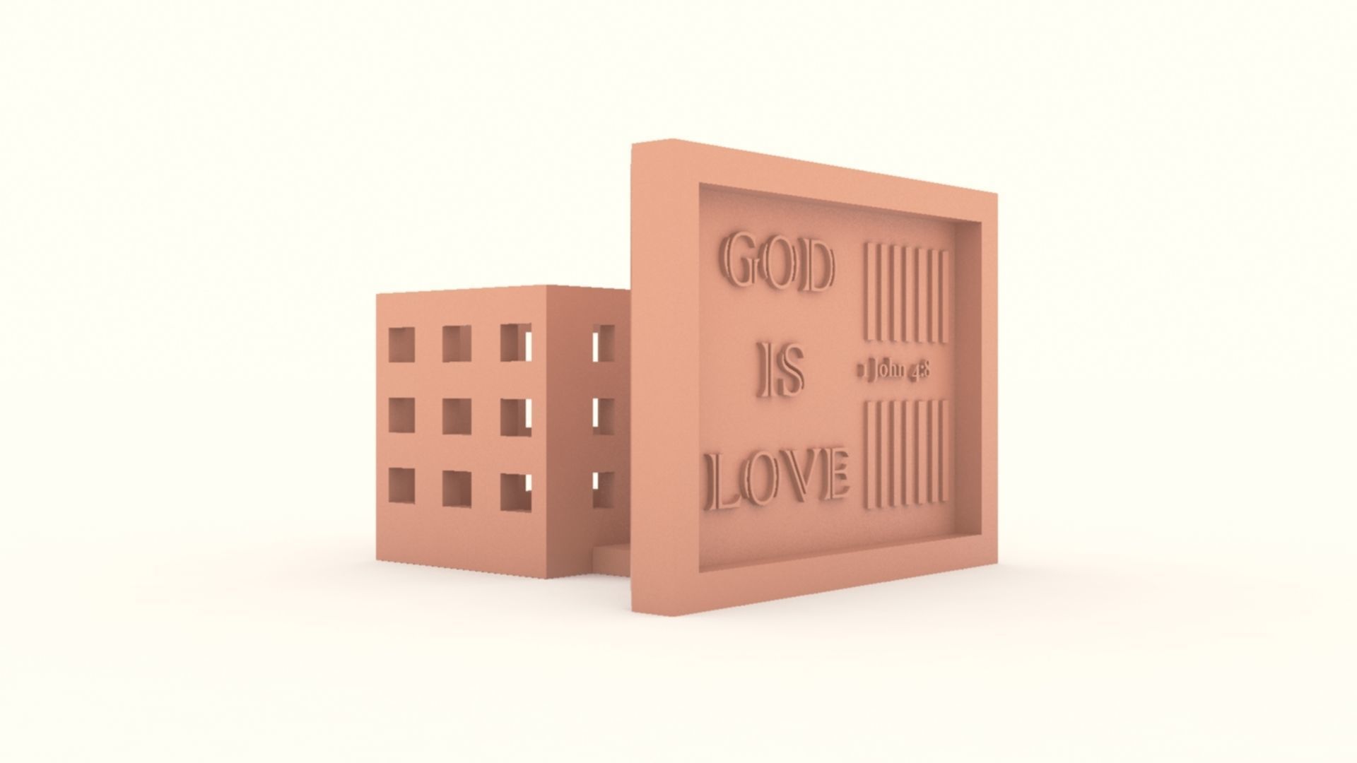 God Is Love Desk Photo frame with Pen holder 3D print model_9