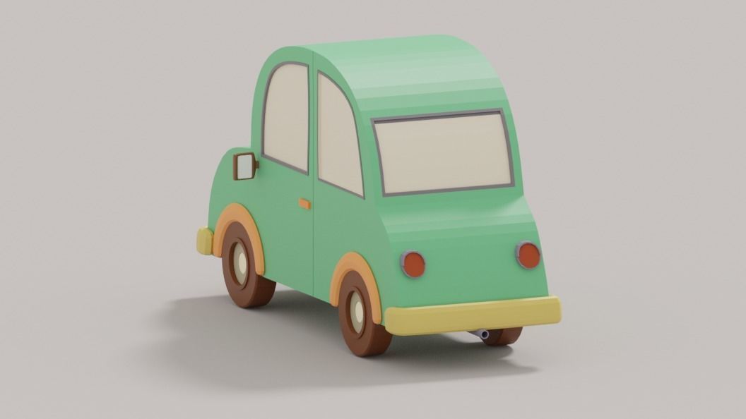 Cartoon Low Poly Car 3D model_4