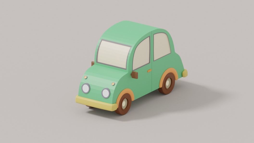 Cartoon Low Poly Car 3D model_2
