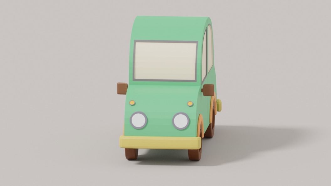 Cartoon Low Poly Car 3D model_3