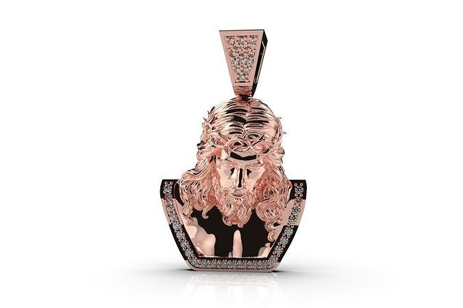 Jesus Pendent with diamonds 3D print model