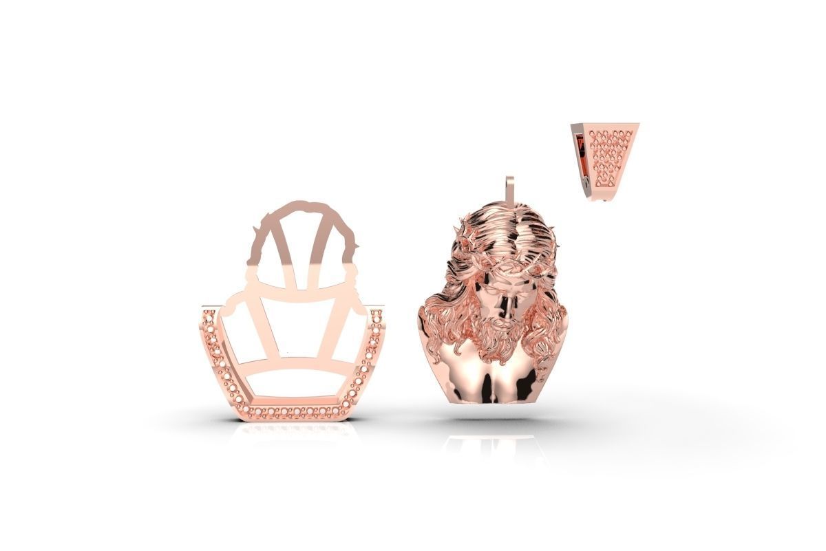 Jesus Pendent with diamonds 3D print model_1