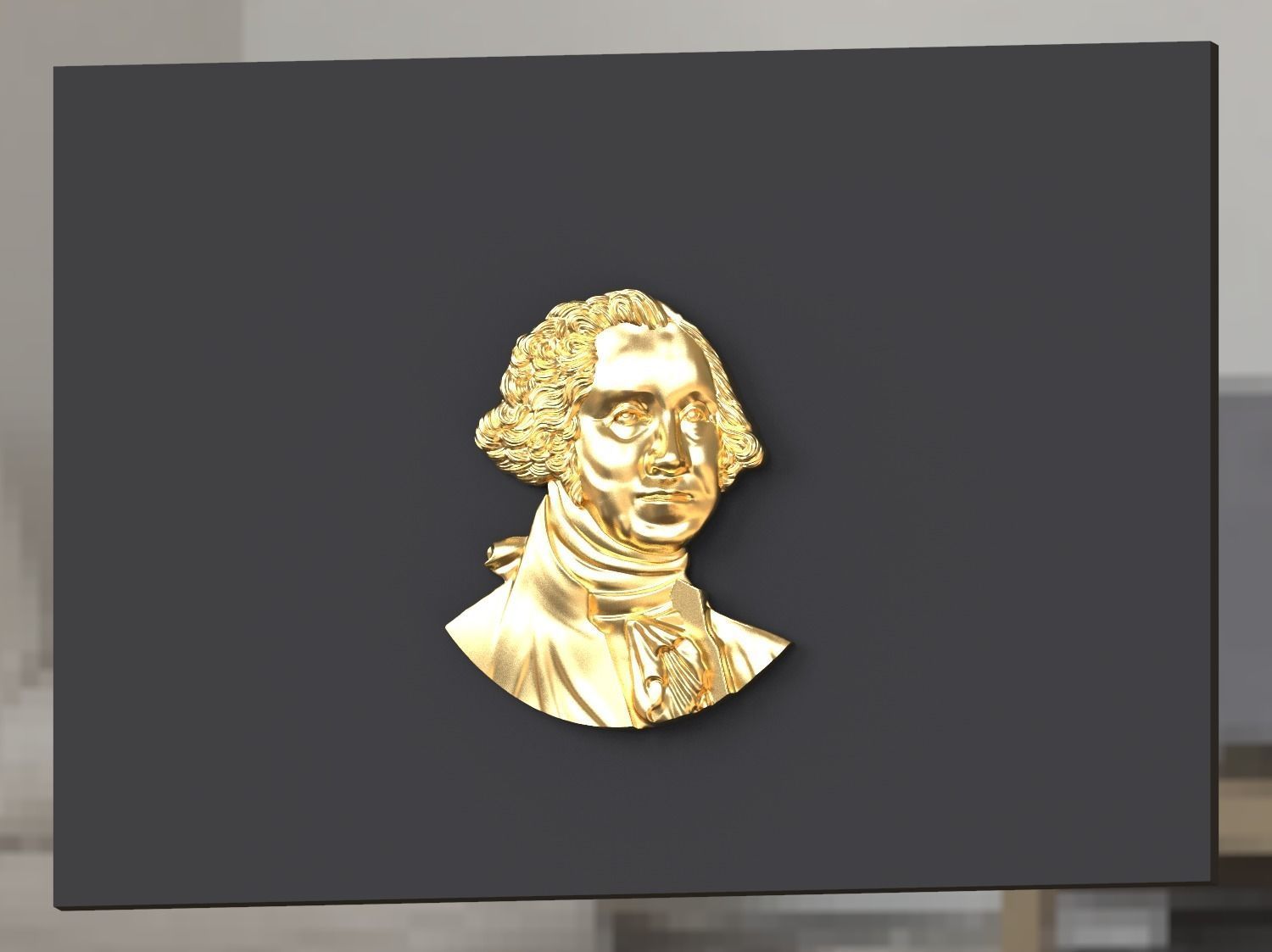 Washington portrait relief 3D print model 3D print model_12