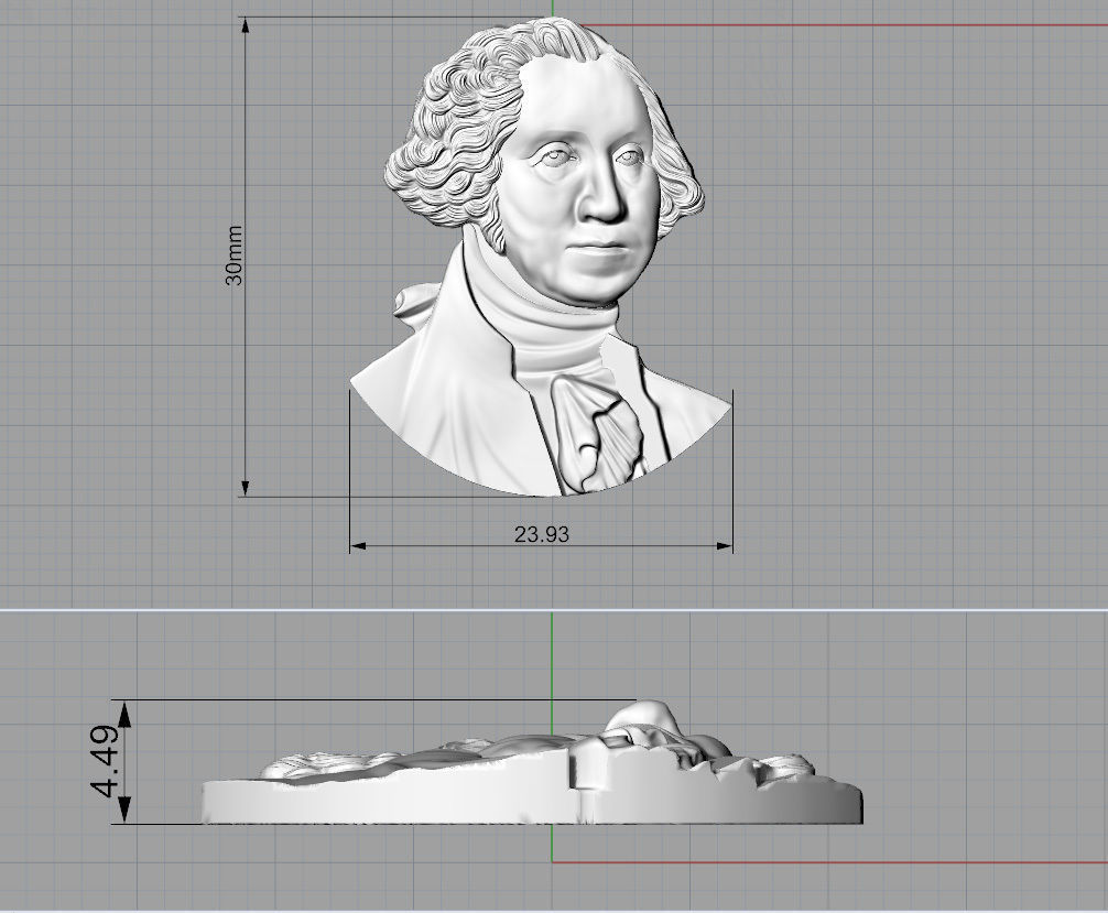 Washington portrait relief 3D print model 3D print model_3