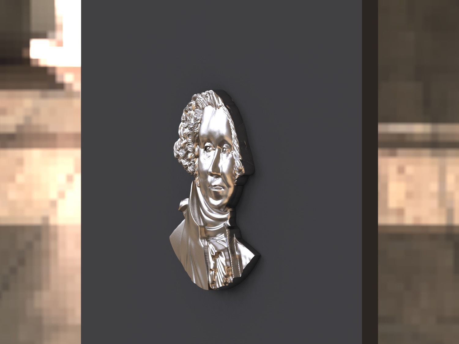 Washington portrait relief 3D print model 3D print model_20