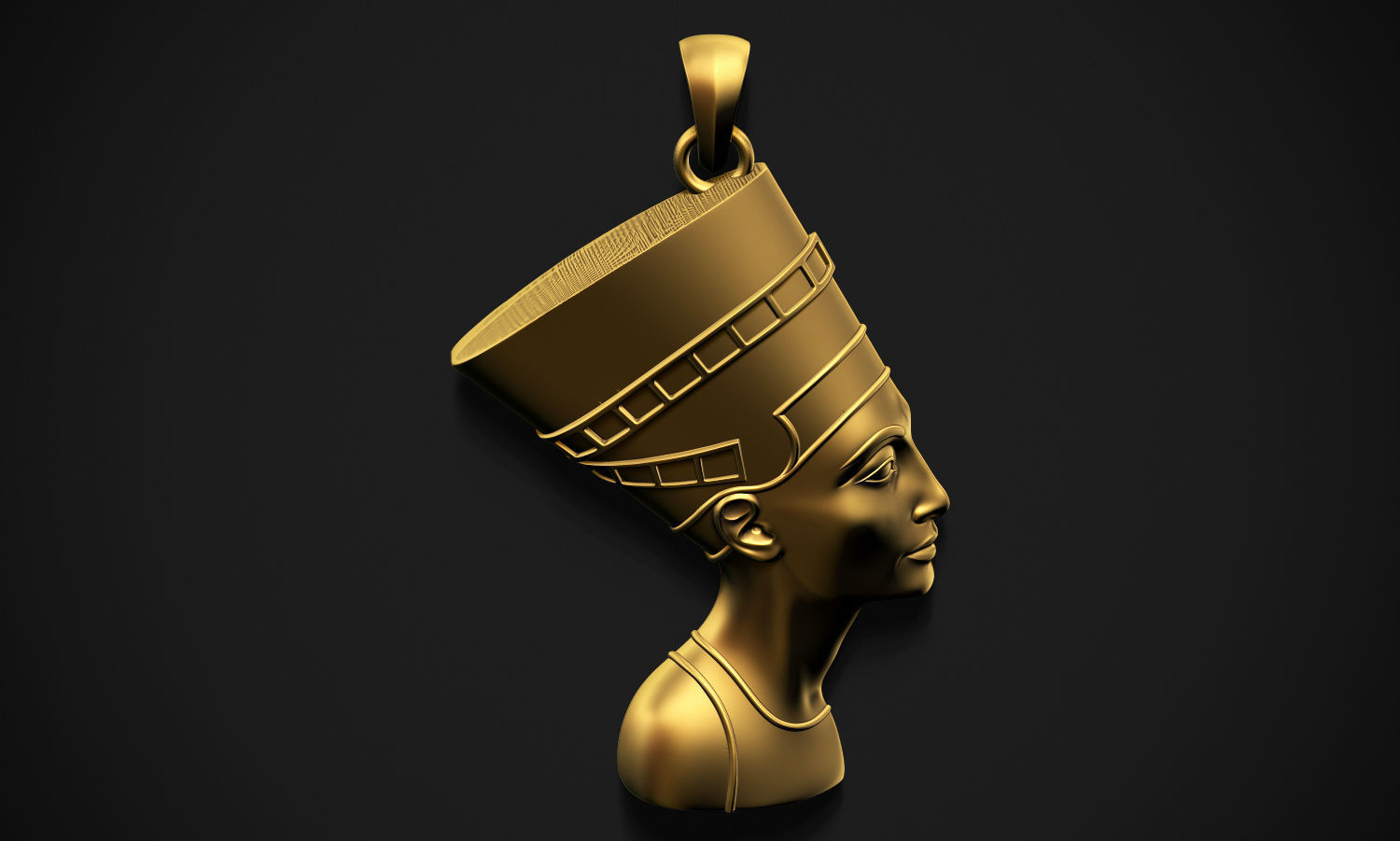 Nefertiti gold egyptian head pendant 3D print model_6