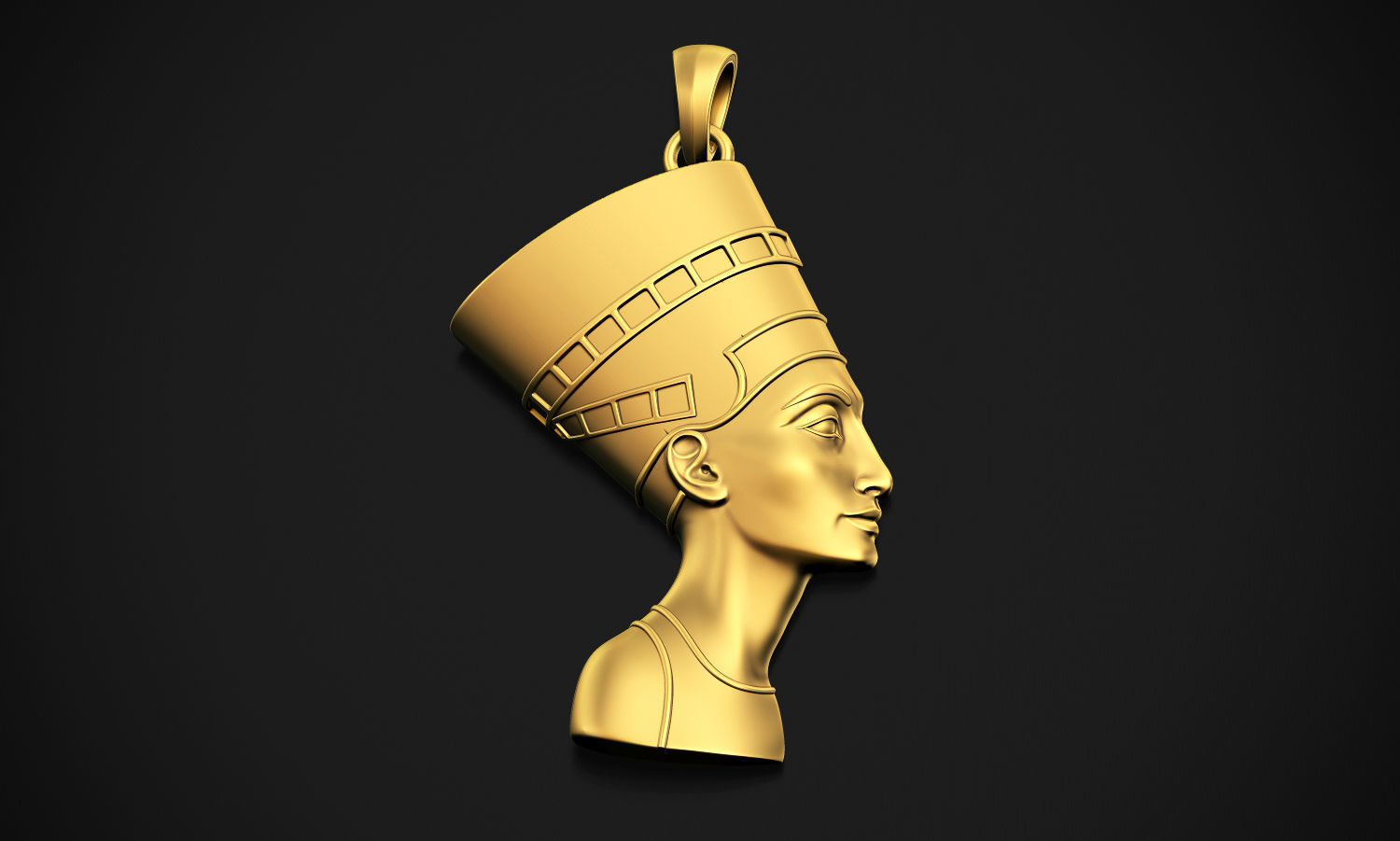 Nefertiti gold egyptian head pendant 3D print model_2