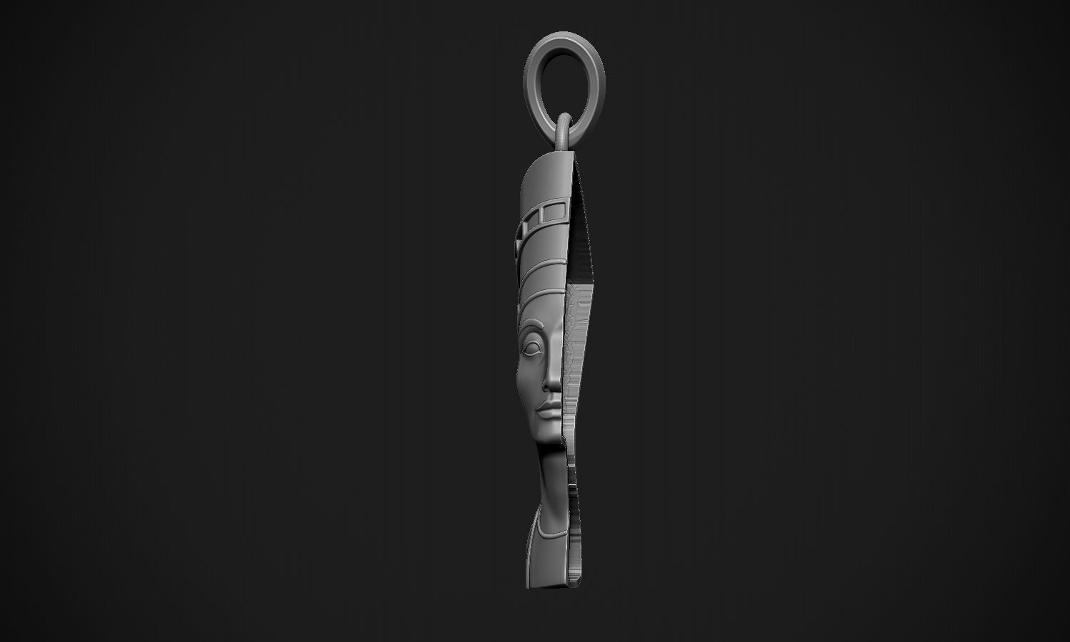 Nefertiti gold egyptian head pendant 3D print model_21