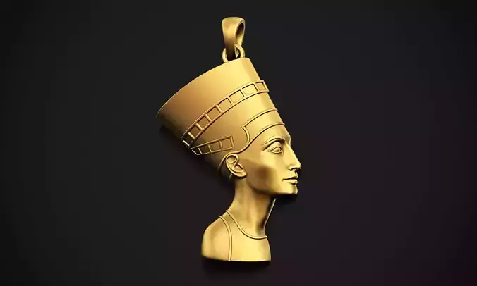 Nefertiti gold egyptian head pendant 3D print model