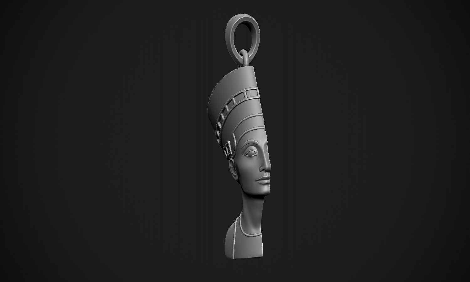 Nefertiti gold egyptian head pendant 3D print model_22