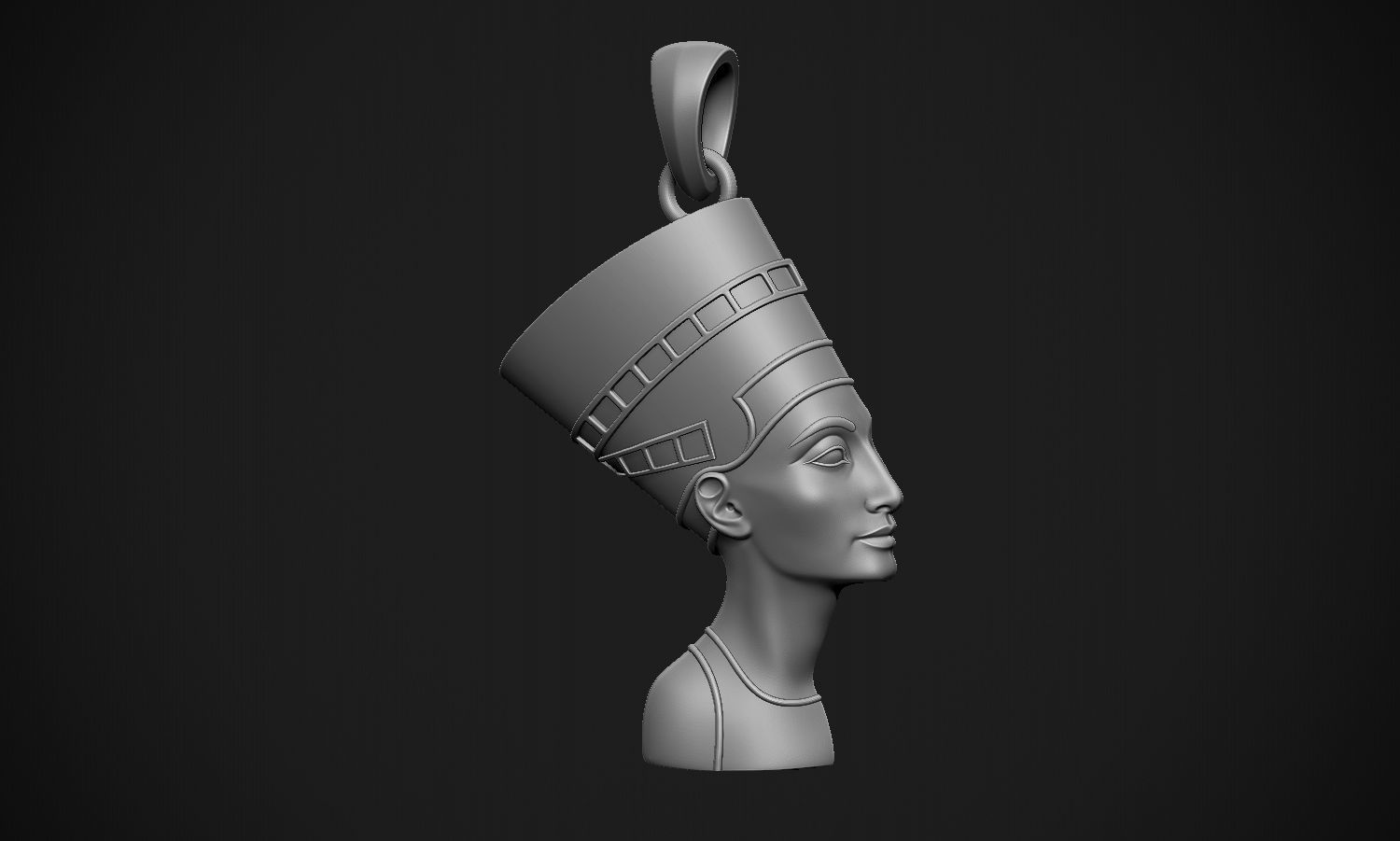 Nefertiti gold egyptian head pendant 3D print model_24