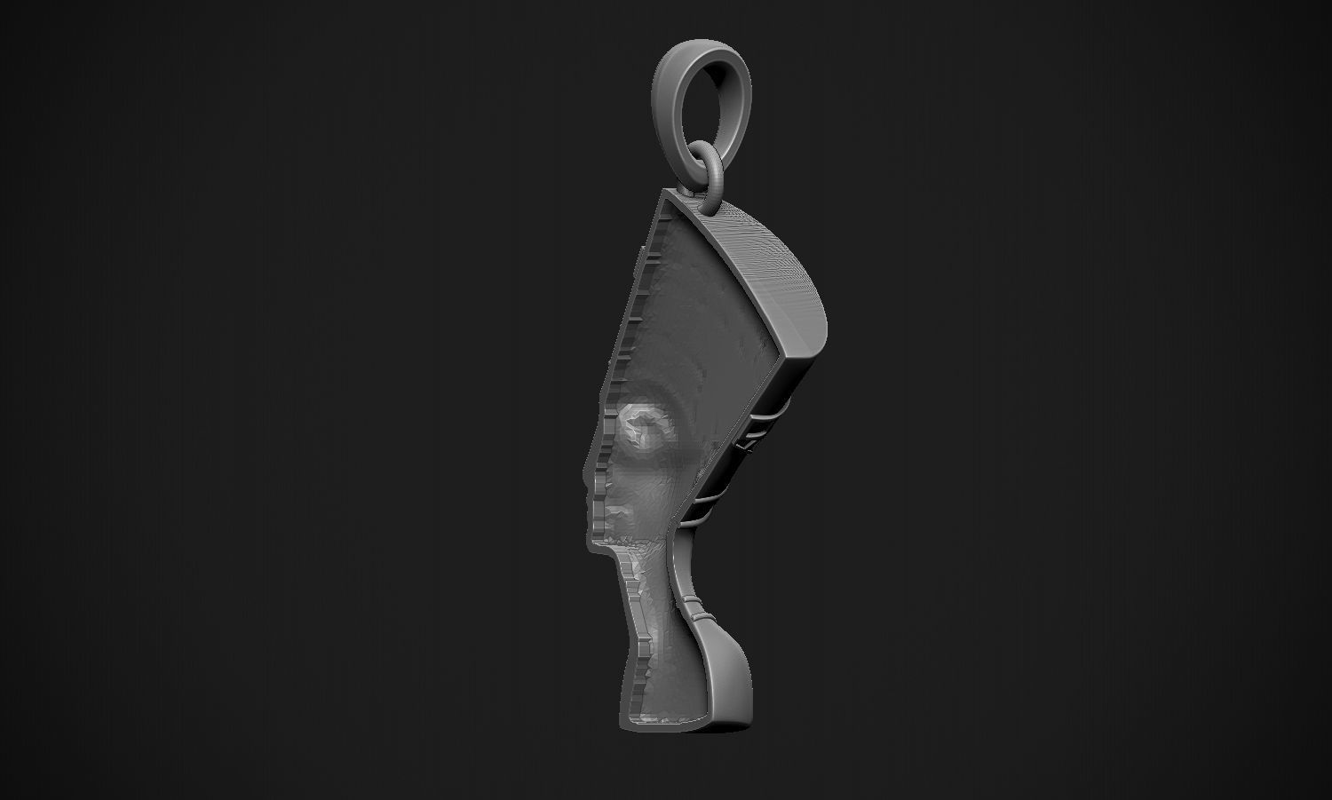 Nefertiti gold egyptian head pendant 3D print model_15