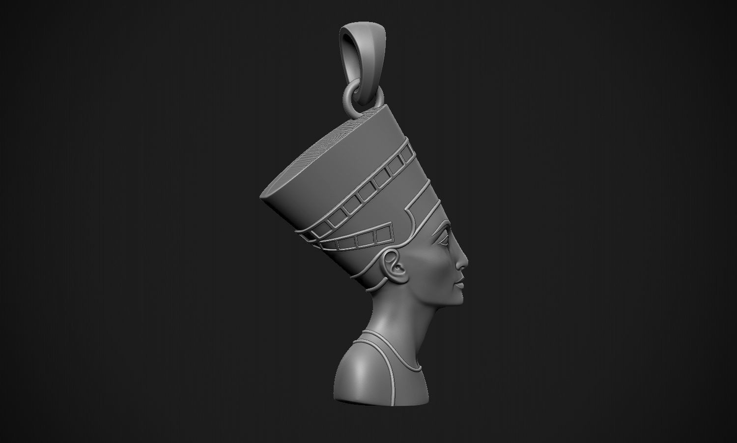 Nefertiti gold egyptian head pendant 3D print model_11