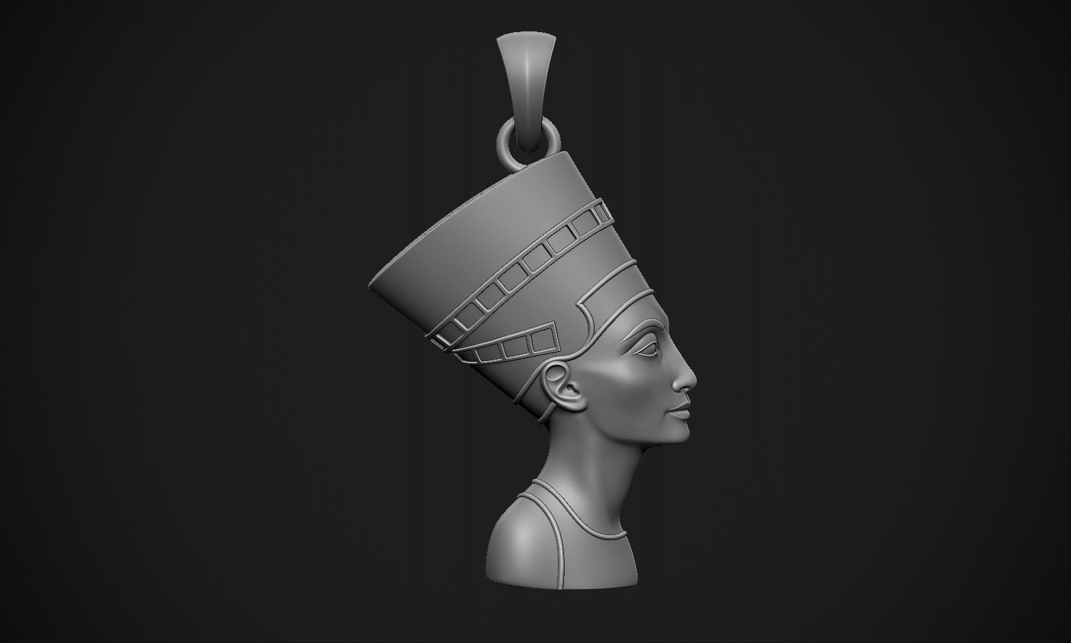 Nefertiti gold egyptian head pendant 3D print model_10