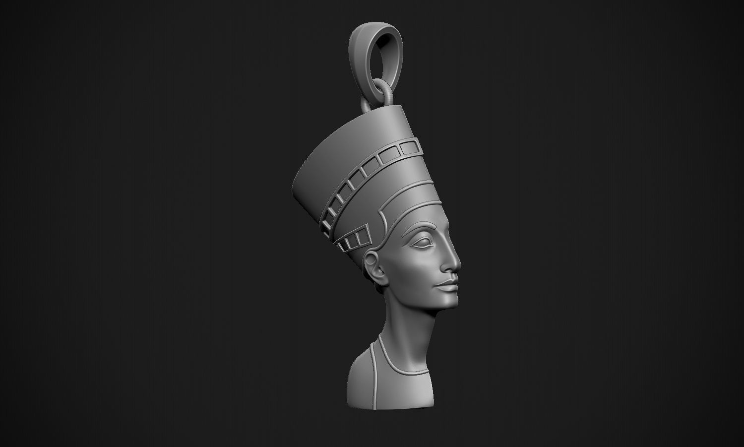 Nefertiti gold egyptian head pendant 3D print model_23