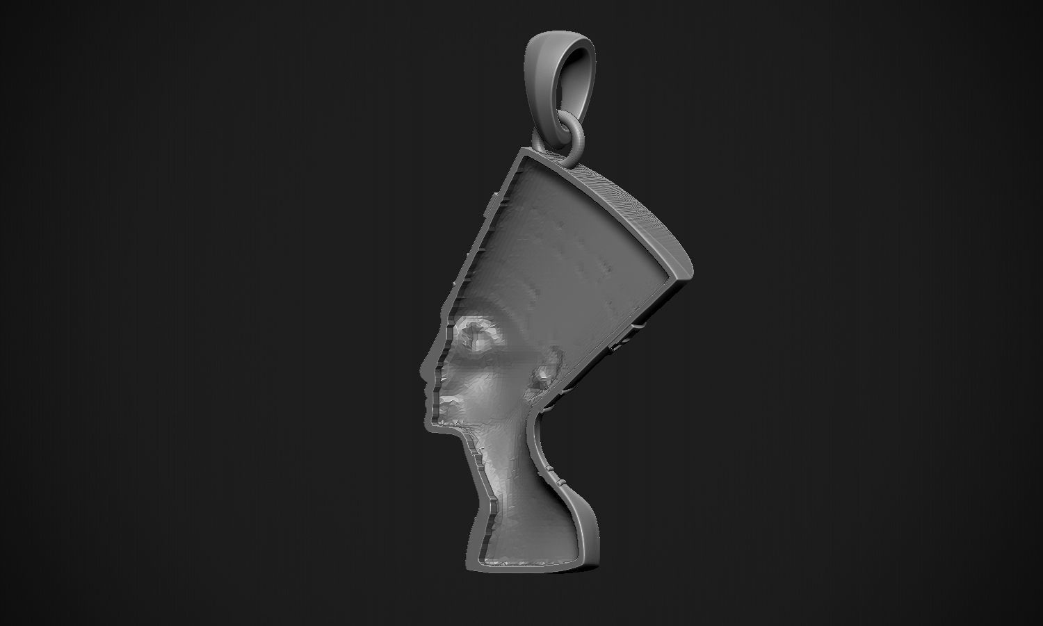 Nefertiti gold egyptian head pendant 3D print model_16