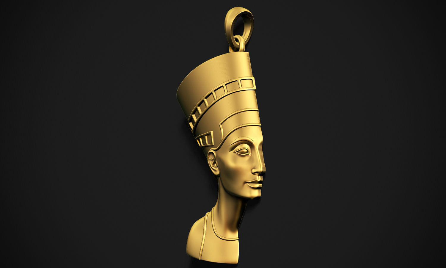 Nefertiti gold egyptian head pendant 3D print model_8