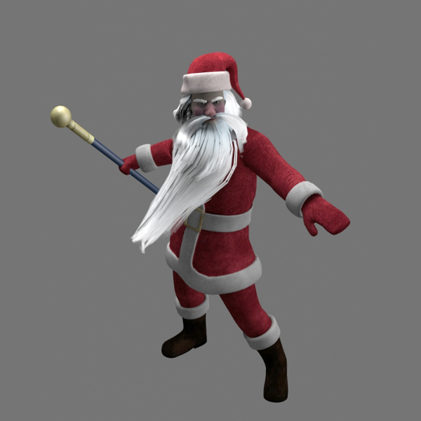 Joulupukki santa claus holding stick 3D model_1