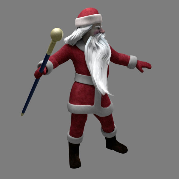 Joulupukki santa claus holding stick 3D model_4