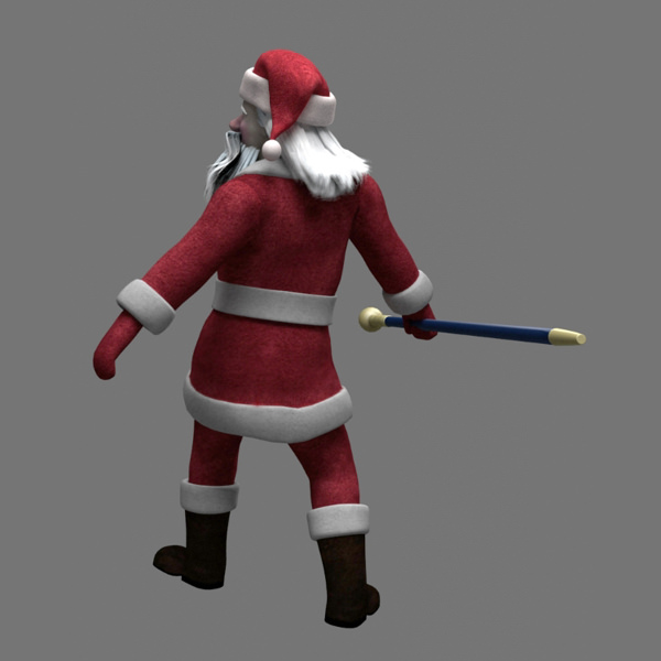 Joulupukki santa claus holding stick 3D model_3