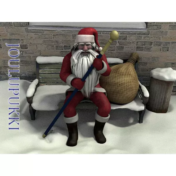 Joulupukki santa claus holding stick 3D model_0