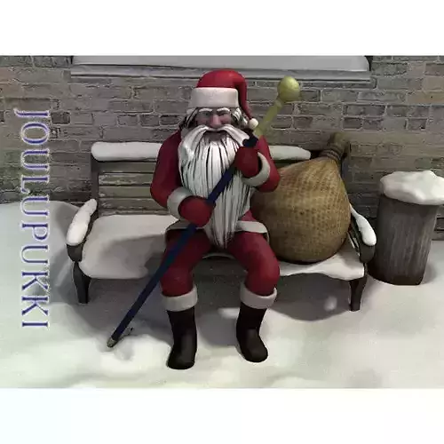 Joulupukki santa claus holding stick 3D model