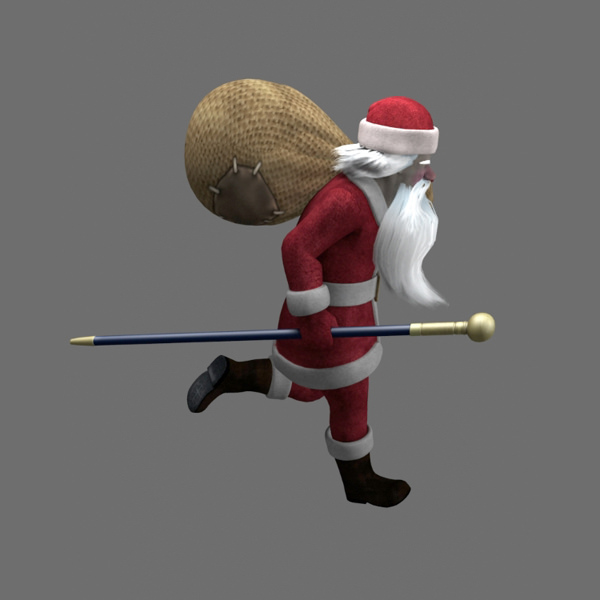 Joulupukki santa claus holding stick 3D model_2