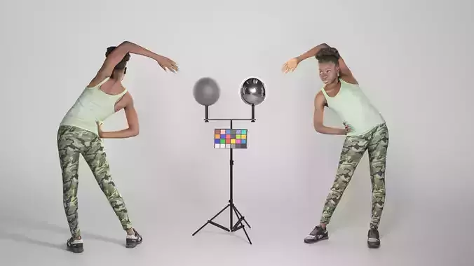 Pretty young african woman doing exercise 240 Low-poly 3D model
